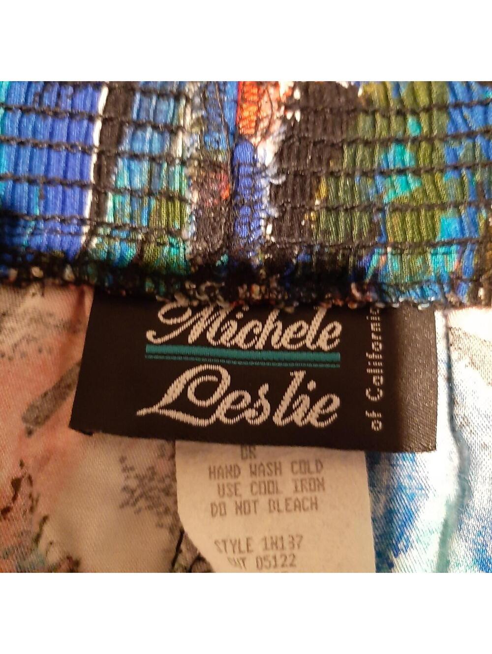 VTG Michele Leslie Maxi Skirt Stretch Waist Multicolor Floral Women's Large - Picture 7 of 9